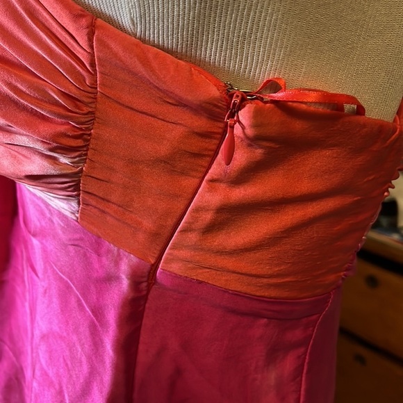 Cache 100% silk halter top with rhinestones and padding, hot pink and orange - Picture 9 of 13